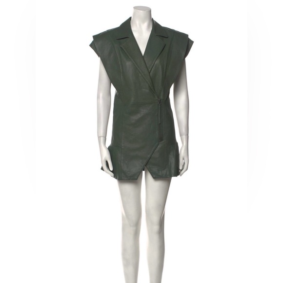 Retrofete - Jessica Leather Mini Dress - Army Green - size Small - Gorgeous Cond - Picture 2 of 16